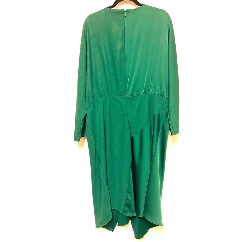 NWOT Cushnie x Target Green Wrap Dress Midi - Long Sleeve Cocktail Casual - Picture 3 of 5
